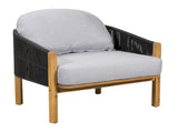 Grotta Outdoor Wood Club Chair, Dark Gray Rope with Gray Cushion N775P301130G