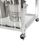 ZUN Contemporary Chrome Bar Serving Cart Silver Modern Glass Metal Frame Wine Storage 43465421