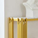 2 Tier Faux Marbling Console Table, Living Room Sofa Table, Modern Narrow Entryway Table, Hallway W1765P143348