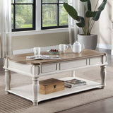 ZUN Oak and Antique White Coffee Table with Lift Top B062P209078