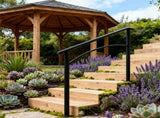 Handrails for Outdoor Steps, Fit 1 or 3 Steps Outdoor Stair Railing, Black Wrought Iron Handrail, W2286P386945