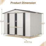 ZUN 8 x 6 ft Outdoor Storage Shed, All Weather Metal Sheds with 2 Lockable Doors, Tool Shed for Garden, W2505P163543