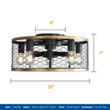 20 Inch Industrial Caged Ceiling Fan, With 7-ABS Blades Remote Control Reversible DC Motor, Small W882P221513