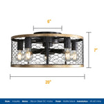 ZUN 20 Inch Industrial Caged Ceiling Fan, With 7-ABS Blades Remote Control Reversible DC Motor, Small W882P221513