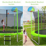 ZUN 10FT Trampoline for Kids with Safety Enclosure Net, Basketball Hoop and Ladder, Easy Assembly Round 55763995