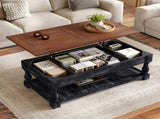 Retro Lift-Top Coffee Table with Storage for Living Room, Hidden Compartment Lower Shelf, Espresso W1445P362857