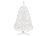 White Small Pre Lit 4 Foot Christmas Tree with 50 Warm White LED, Flame Retardant PVC Foliage, 26818683
