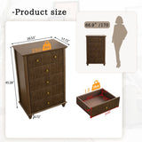 Fluted 5 Drawer Dresser, 45 Inch Tall Modern Chest of Drawers, Bedroom Dresser with Metal Handle, W1716P330707