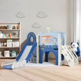 ZUN 9-1 Toddler Slide Set,Kids Slide for Toddlers Ages 1+, Basketball Hoop, Tunnel and Storage Space, N710P173047C