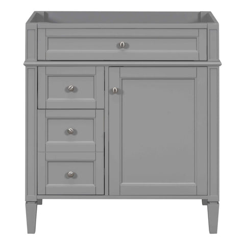 ZUN 30'' Bathroom Vanity with Top Sink, Modern Bathroom Storage Cabinet with 2 Drawers and a Tip-out WF305075AAE