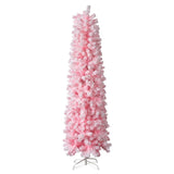 7.5 FT Snow Flocked Hinged Tree, Artificial Pencil Tree, Unlit Artificial 49062779