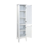 Tall Narrow Tower Cabinet with 2 Shutter Doors 5 Tier Shelves for Bathroom, Kitchen ,Living Room 25815711