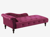 Aijia 60.6" Velvet Chaise Lounge Buttons Tufted Nailhead Trimmed Solid Wood Legs with 1 W111738366
