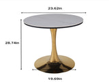 23.62"GOLDEN AND WHITE Tulip Table Mid-century Dining Table for 2-4 people With Round cremic Table W234P540492