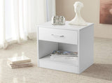 1-Drawer Bedside Table with Open Space 2pcs Particleboard with Textured Melamine Surface 99731564