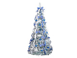 7 FT Snow Flocked Pre-lit Artificial Pop Up Christmas Tree with 200 Warm Lights and Blue & Silver 98640513