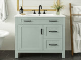 30" Sage Green Bathroom Vanity with Ceramic Sink, Solid Wood Frame, 2 Drawers, 1 N729P338555S