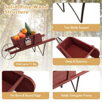 ZUN 2 In 1 Wheelbarrow Planter,Wooden Wagon Planter with 9 Magnetic Accessories for Garden Yard 42531482