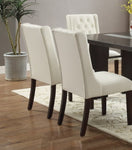 ZUN Modern Faux Leather White Tufted Set of 2 Chairs Dining Seat Chair HSESF00F1503