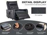 Deep Grey PU Single Motor Power Lift Recliner Chair with Massage and Heat for Elderly, Heavy Duty W1803P536617