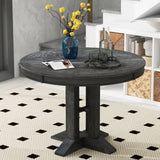 ZUN TREXM Farmhouse Dining Table Extendable Round Table for Kitchen, Dining Room WF305980AAB