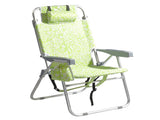 1 PCS Aluminum Beach Chair, 15 Inch Seat Height Yellow Tribal Pattern, 5-Position Adjustable 13954570