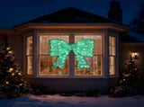 Pre-lit Outdoor Giant Bowknot Christmas Decoration, Lighted Metal Frame with 124 Green LED Lights, 98114794
