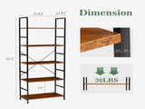 5-Tier Wooden Bookshelf with Adjustable Feet, Metal Frame, Waterproof and Scratch-Resistant Shelves, 77869644
