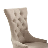 Beige and Weathered Espresso Tufted Side Chair B062P215496