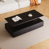 Modern Black Rectangular LED Lights Coffee Table with 2 drawers in 47.2" N735P250962B