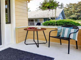 Outdoor Side Table with Imitation Wood Tabletop, Weather Resistant Patio Side Table, Round Outdoor 89796304