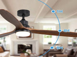 60 Inch Ceiling Fan With Lights 3 Solid Wood Fan Blade Noiseless Reversible Motor Remote Control KBS-6003