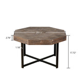 Wood Octagonal Vintage Patchwork Craft Farmhouse 30 Inch Wooden Top Cross Metal Legs Coffee W1445P193125