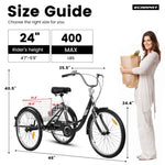 ZUN A24631 Adult Tricycles, 1 Speed Adults 24 inch 3 Wheel Bikes, Three-Wheeled Bicycles Cruise W2563P183776