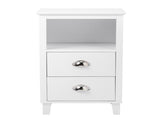 40*30*63cm Simple And Modern White Cabinet, MDF Spray Paint, High Legs, Two Drawers, Bedside Table 93586563