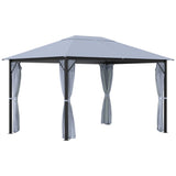 ZUN 10' x 13' Patio Gazebo, Aluminum Frame, Outdoor Gazebo Canopy Shelter with Netting & Curtains, W2225142541