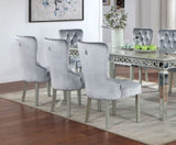 Classic Gray Flannelette 2pcs Sides Crystal-like Acrylic Buttons Upholstered Wingback Dining B011P306179