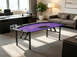 72" Foldable Poker Table, Casino-Grade Felt Surface with 8 Cup Holders, Seats 8 Players, Dark Blue 56379146