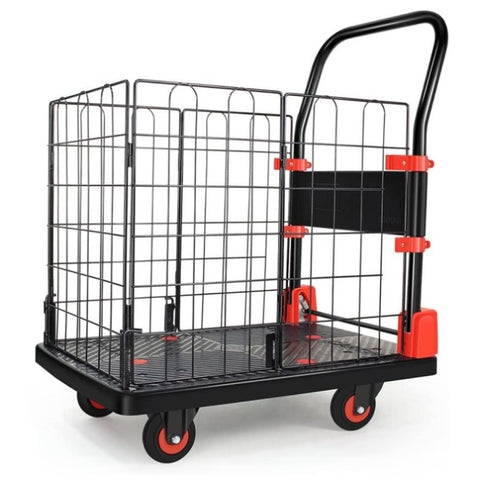 Foldable Platform Push Hand Truck Cart, Basket Cage Cart, 330 lbs. Weight Capacity W2916P210383