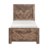 Rustic Brown Finish Contemporary Twin Size Panel Bed Wooden Bedroom Furniture 1pc, Bed in a Box B011P250475