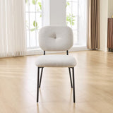 Modern Dining Chairs Set of 2, White Upholstered Accent Chairs with Metal Legs Space-Saving N842P284566A