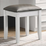 Glossy White Vanity Stool with Padded Seat B062P153876