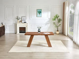 7131.5inches Walnut Wood Grain MDF Splicing Rectangular Dining Table.Double-panel outward-sloping W1151P434798