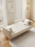 71 inch convertible love seat sofa, American retro beige velvet, suitable for small living room, W165878946
