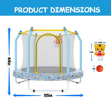 ZUN 55-inch Trampoline for Kids Indoor & Outdoor Small Toddler Trampoline with Basketball Hoop W1163P248690