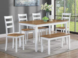 Contemporary 6pc Set Table w 4x Side Chairs And Bench Wooden Seats Chairs Rubber Solid wood B011P504985