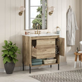 30" Modern Wood Fixture Bathroom Vanity, Bathroom with Sliding Drawer, Bathroom Storage N710P247136P