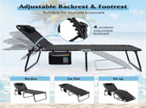 Oversized Patio Chaise Lounge, 27" Wide 4-Position Adjustable Backrest Folding Tanning Chair-Black 23769498