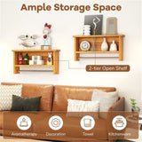 Wood Wall-Mounted Storage Shelf with Towel Bar 61664598