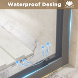 56-60" W 72" H Tempered Glass with Explosion Proof Film, Aluminum Frame Double Sliding Shower Door, W1675P288871